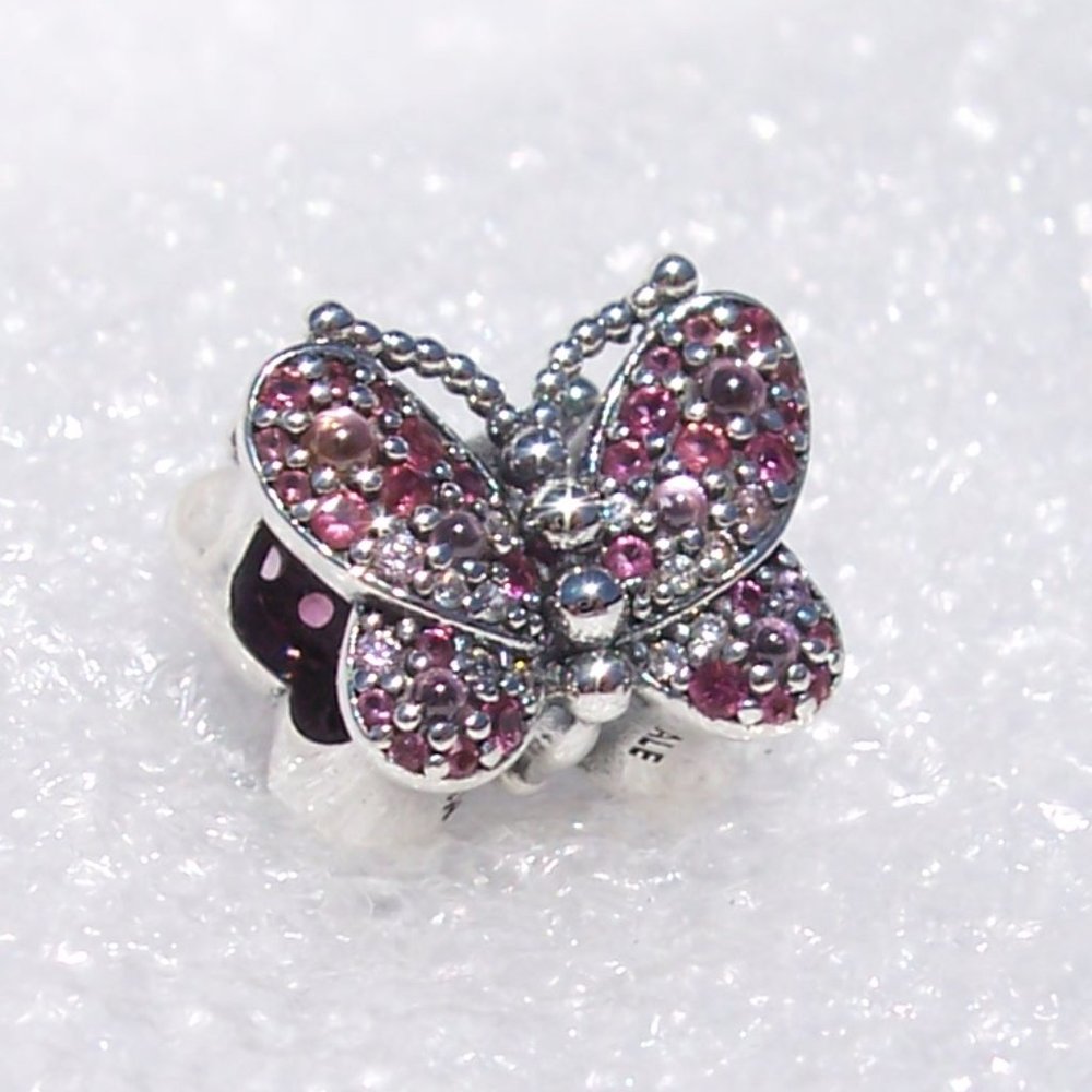 Pandora Dazzling PINK Butterfly Bracelet Charm - Picture 7 of 8